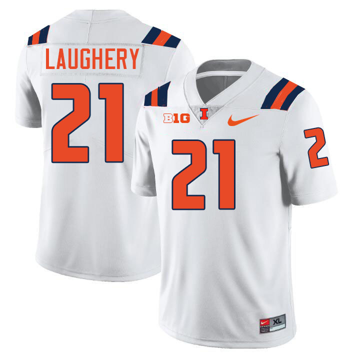 #21 Aidan Laughery Illinois Fighting Illini Football Jersey,Uniforms-White